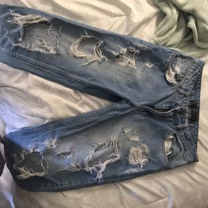 Distressed light wash boyfriend jeans